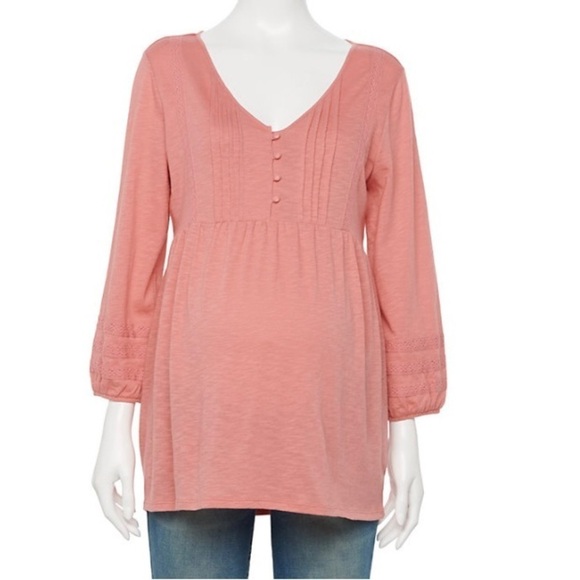 NWT- Maternity Sonoma Goods For Life Ruffle Sleeve Top- Size: Large - Picture 1 of 10